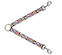 Dog Leash Splitter Pure Punk w/Safety Pins Black/Fuchsia/White
