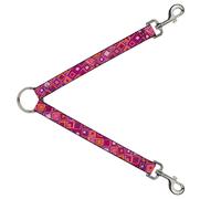 Dog Leash Splitter Skewed Squares Stacked Purple/Orange/Pinks