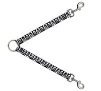 Dog Leash Splitter Skull & Cross Bones Blocks Black/White White/Black