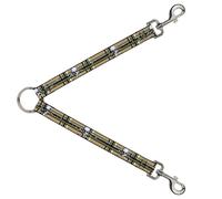 Dog Leash Splitter Skull & Cross Bones Plaid Tan