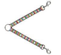 Dog Leash Splitter Stars w/Lines Gray/Multi Color/White