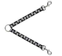 Dog Leash Splitter Sugar Skulls Black/White/Black