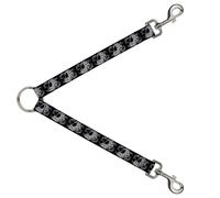 Dog Leash Splitter Tattoo Skull Floral Black/White