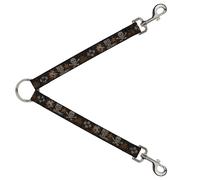 Dog Leash Splitter Western NO GUTS NO GLORY Skull and Crossbones Browns/Gray