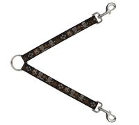 Dog Leash Splitter Western NO GUTS NO GLORY Skull and Crossbones Browns/Gray