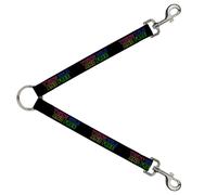 Dog Leash Splitter YOUNG WILD AND FREE Outline Black/Multi Neon