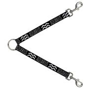 Dog Leash Splitter Zodiac AQUARIUS/Symbol Black/White