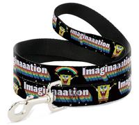 Dog Leash SpongeBob Arms Up Rainbow Pose/IMAGINAAATION Black/Multi Color WIDE 1.
