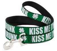 Dog Leash St. Pat's KISS ME I'M DRUNK/Shamrock Green/White