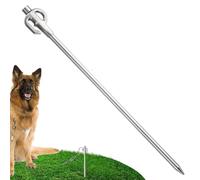 Dog Leash Stake, 360° Rotating Tie-Out, Rust-Proof Stainless Steel Peg, Secure Ground Hold, Swivel, Easy Installation, Camping, Picnic, 17.5x2x0.6 Inches