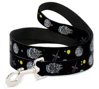 Dog Leash Star Wars Death Star Millennium Falcon and X-Wing Fighter in Space Bla