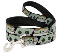 Dog Leash Star Wars The Child Chibi Face Blocks Black NARROW 0.5"