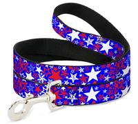 Dog Leash Stargazer Blue/White/Red WIDE 1.5"