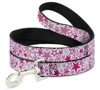 Dog Leash Stargazer White/Pink WIDE 1.5"