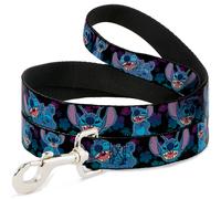 Dog Leash Stitch 2-Expressions/2-Poses Tropical Flora Black/Purple-Blue Fade