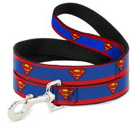 Dog Leash Superman Shield/Stripe Red/Blue WIDE 1.5"