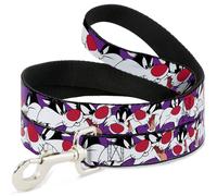 Dog Leash Sylvester the Cat Expressions Purple WIDE 1.5"