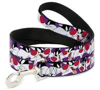 Dog Leash Sylvester the Cat Expressions Purple WIDE 1.5"