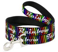 Dog Leash TASTE MY RAINBOW Black/Multi Color NARROW 0.5"