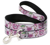 Dog Leash The Fairly OddParents Cosmo and Wanda Wish Poses Pink WIDE 1.5"