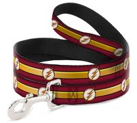 Dog Leash The Flash Logo/Stripe Burgundy/Gold NARROW 0.5"