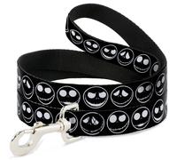 Dog Leash The Nightmare Before Christmas Jack 5-Expressions Black/White WIDE 1.5
