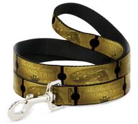 Dog Leash THE POLAR EXPRESS ROUND TRIP Ticket Black/Golds NARROW 0.5"
