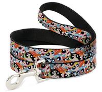 Dog Leash The Powerpuff Girls Expressions Stacked WIDE 1.5"