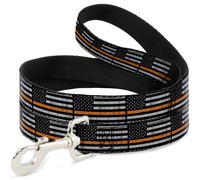 Dog Leash Thin Orange Line Flag Weathered Black/Gray/Orange WIDE 1.5"