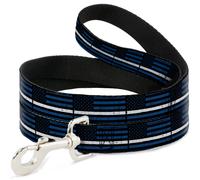 Dog Leash Thin White Line Flag Weathered Black/Blue/White