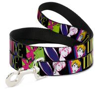 Dog Leash Tinker Bell Luxe Sketch Black/Multi Neon WIDE 1.5"