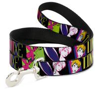 Dog Leash Tinker Bell Luxe Sketch Black/Multi Neon WIDE 1.5"