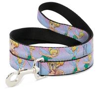 Dog Leash Tinker Bell Poses Purple/Pink Fade WIDE 1.5"
