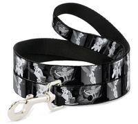 Dog Leash Tinker Bell Scenes Black/White WIDE 1.5"