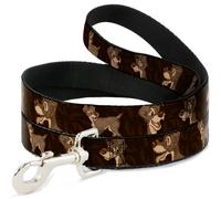 Dog Leash Tramp 4-Pose Sketch Browns WIDE 1.5"