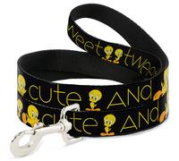 Dog Leash Tweety Bird Poses CUTE AND SWEET Black/Yellow WIDE 1.5"