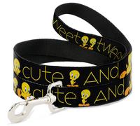 Dog Leash Tweety Bird Poses CUTE AND SWEET Black/Yellow WIDE 1.5"