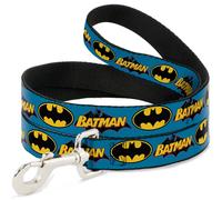 Dog Leash Vintage Batman Logo & Bat Signal Blue NARROW 0.5"