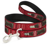 Dog Leash Vintage Coca-Cola DELICIOUS GO REFRESHED Typography and Bottle Red/Bro