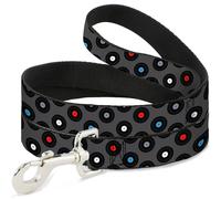 Dog Leash Vinyl Records Gray/Black/Red/Blue/White WIDE 1.5"
