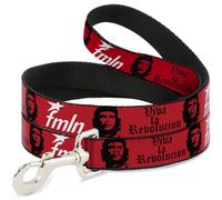 Dog Leash VIVA LA REVOLUCION Che w/fmln Red NARROW 0.5"