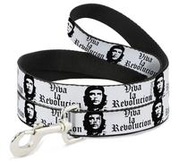 Dog Leash VIVA LA REVOLUCION Che White/Black WIDE 1.5"