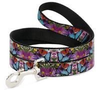 Dog Leash Vivid Butterfly Garden WIDE 1.5"