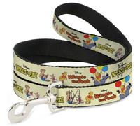 Dog Leash WINNIE THE POOH and Friends Poses and Title Logos Light Yellow