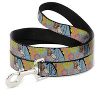 Dog Leash Winnie the Pooh Eeyore Butterfly Pose Floral Collage Blue/Pinks/Yellow