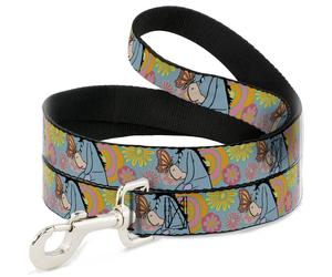 Dog Leash Winnie the Pooh Eeyore Butterfly Pose Floral Collage Blue/Pinks/Yellow