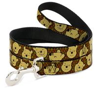 Dog Leash Winnie the Pooh Expressions/Honeycomb Black/Browns NARROW 0.5"