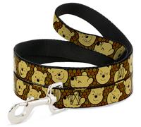 Dog Leash Winnie the Pooh Expressions/Honeycomb Black/Browns WIDE 1.5"