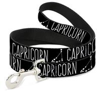 Dog Leash Zodiac CAPRICORN/Constellation Black/White WIDE 1.5"
