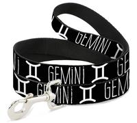 Dog Leash Zodiac GEMINI/Symbol Black/White
